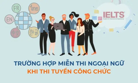 Infographics: Các trường hợp được miễn thi ngoại ngữ khi thi tuyển công chức