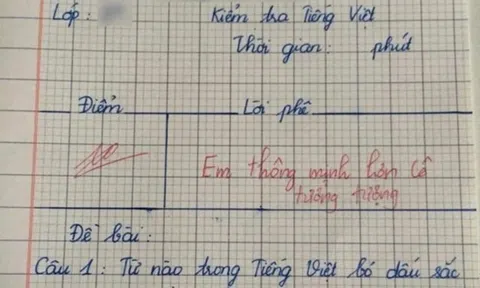 Cô giáo ra đề “Từ nào bỏ dấu sắc vẫn giữ nguyên nghĩa”, đáp án của bé tiểu học nhận điểm 10 tuyệt đối