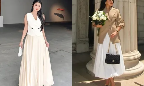 Biến hóa chân váy bí ngô dáng dài cùng 3 kiểu áo: Diện đi làm hay đi chơi đều xinh miễn bàn