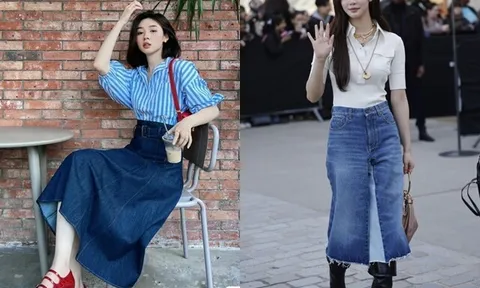 Chân váy denim dáng dài được dịp “lên ngôi”, chị em U30 - U40 học 6 cách phối đồ này "hack" chân dài ảo diệu