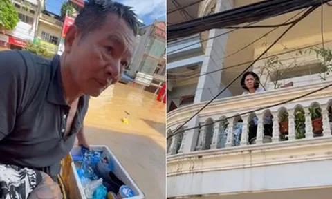 Ông bố U70 bơi 4 tiếng qua dòng nước ngập, đem đồ ăn cho con gái ở Thái Nguyên