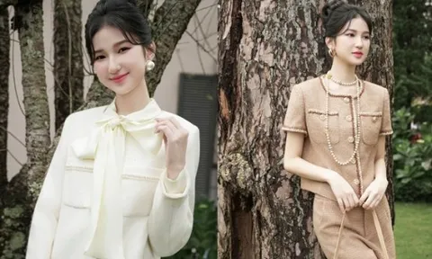 Nàng Mơ diện váy áo vải tweed hóa quý cô nước Pháp