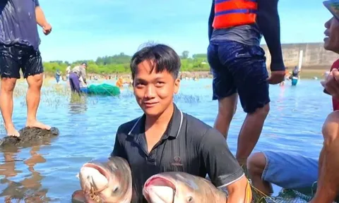 Người dân đổ xô vào Thuỷ điện Trị An bắt cá khủng