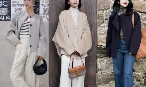 So với áo khoác dài, kiểu áo khoác này phối với quần ống rộng "đỉnh chóp" hơn hẳn lại kéo chân dài cả mét