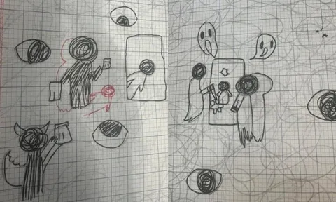 Vô tình mở quyển vở nháp của con gái 9 tuổi ra xem, mẹ Việt tá hoả khi thấy những hình vẽ kỳ lạ, sự thật hé lộ