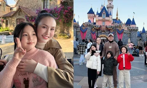 Tuấn Hưng và vợ đại gia đưa 3 con sang Mỹ du xuân đầu năm, con gái xinh hệt mẹ, con trai tóc dài càng giống bố