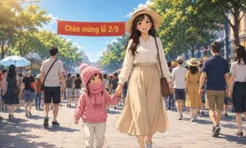 Trong bức hình, mẹ trẻ xinh đã mắc một sai lầm khi đưa con gái đi chơi dịp Lễ 2/9, ai tinh ý mới nhìn ra