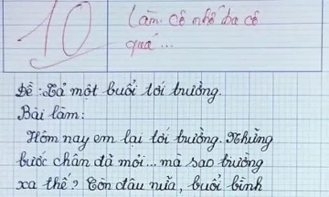 Bài văn tả một buổi sáng đến trường của học sinh đạt điểm 10 tuyệt đối, lời phê của cô giáo gây xúc động