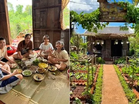 Ông bố mua 1.500m2 đất làm khu vườn đẹp như mơ, cuối tuần về nấu cơm bếp củi