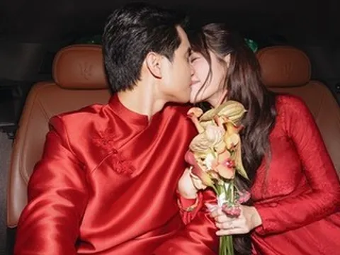 Á hậu Quỳnh Châu hôn chồng chủ tịch đắm say trong lễ vu quy