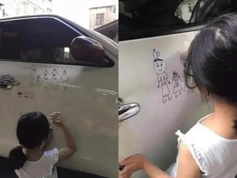 Bố tức giận khi thấy con gái vẽ bậy lên xe ô tô đắt tiền, khi bức tranh hoàn thành, ông hối hận