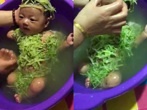 Đi làm về thấy bà nội tắm cho cháu 4 tháng tuổi bằng thứ nước kỳ lạ, khắp người con xanh lè, người mẹ tá hoả