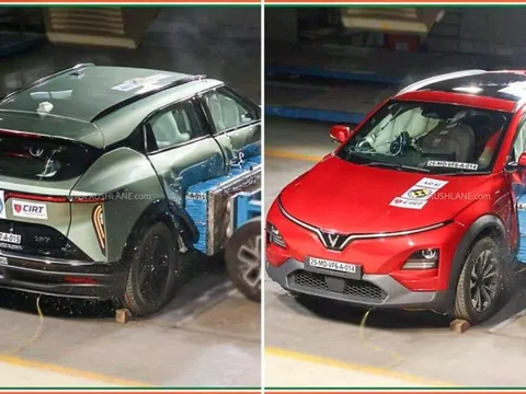 Xe VinFast VF6, VF7 chịu va chạm mạnh: Thân vỏ biến dạng ra sao, người trong xe an toàn thế nào?