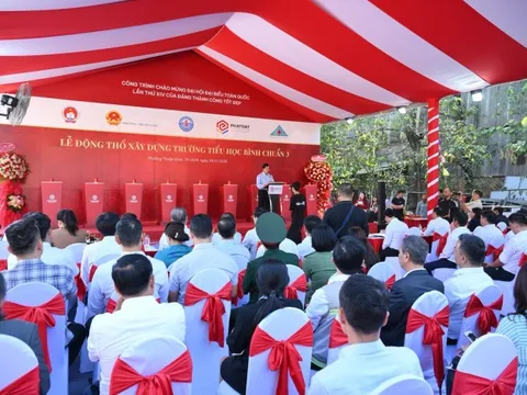 Động thổ xây dựng trường học đạt chuẩn quốc gia do doanh nghiệp tài trợ tại phường Thuận Giao