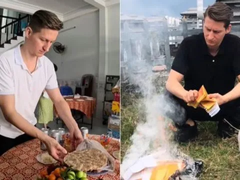 Chàng rể Đức 2 năm đón Tết Việt, thành thục sắp mâm cúng, tảo mộ, hóa vàng