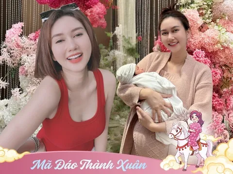 "Gái quê" Hương Giang đón cái Tết đầu sau sinh con cho chồng mới, làm mẹ 4 con xinh đẹp được chồng cưng chiều