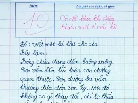 Bé trai lớp 4 đạt điểm 10 tuyệt đối với bài văn viết về bố, cô giáo bật khóc khi thấy khuôn mặt ở cuối bài