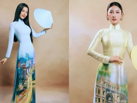 Chợ Bến Thành, nhà thờ Đức Bà, bảo tàng Vũng Tàu... lung linh trên nền áo dài
