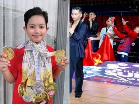 Khánh Thi khoe khoảnh khắc Phan Hiển giành HCV nhưng ai cũng chú ý hành động ăn mừng của con trai Kubi dưới sân khấu