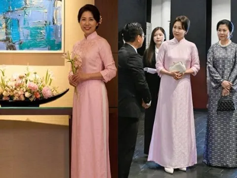 Phu nhân Tổng thống Hàn Quốc tỏa sáng trong tà áo dài Việt, vẻ đẹp dịu dàng gây chú ý
