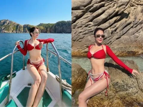 Mẹ đơn thân Vbiz "đốt cháy" vùng biển với bikini đỏ rực, hút mọi ánh nhìn bằng loạt phụ kiện vừa nóng bỏng vừa tinh tế