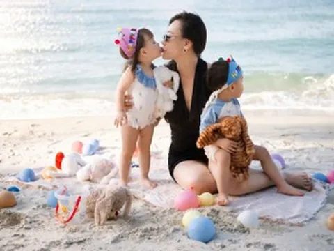 Diễn viên Phương Oanh đưa hai con đi biển, Quỳnh Nga nhận 'cơn mưa lời khen'