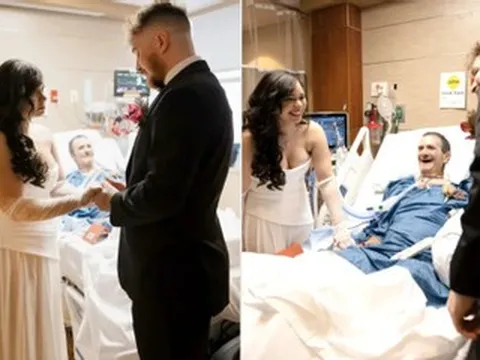 Con trai làm đám cưới bên giường bệnh, cha nắm tay nói lời xúc động