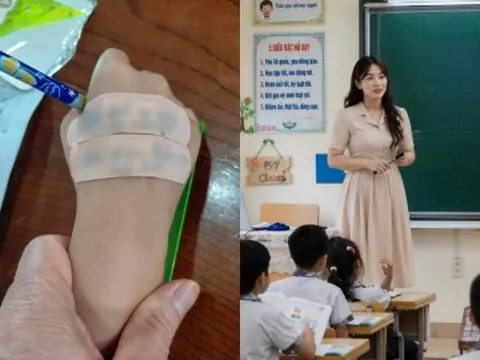 Con tiểu học đi thi, mẹ Việt lấy băng y tế dán đầy tay bé, cô giáo phát hiện dòng chữ xúc động nhắn nhóm lớp