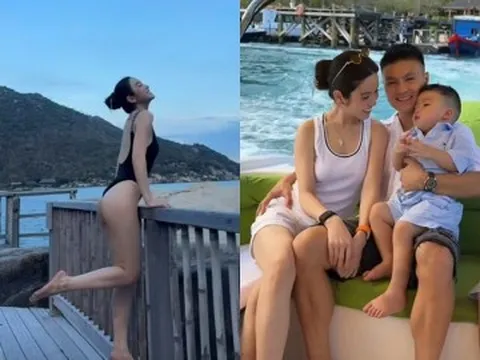 Quang Hải và vợ đại gia Chu Thanh Huyền đưa con đi trốn nóng ở Nha Trang, chồng chăm con, vợ thoải mái diện biniki khoe...