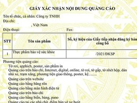 Thay đổi cơ quan cấp phép quảng cáo thực phẩm bảo vệ sức khỏe
