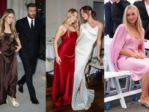 Con gái 14 tuổi nhà Beckham thích mặc váy lụa 2 dây