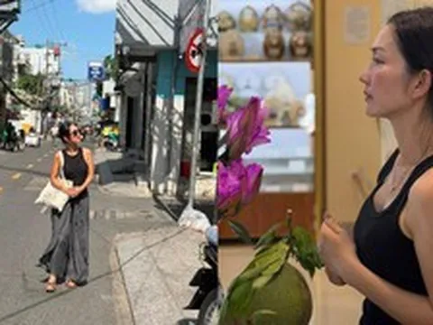 Kim Hiền từ Mỹ về Việt Nam sau ly hôn chồng doanh nhân, đứng ngoài nhà cũ, lặng lẽ nhìn vào