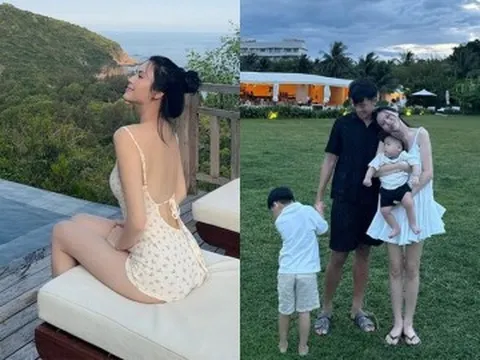 Mỹ nhân Tuyên Quang và chồng cầu thủ 1m82 đưa con đi nghỉ lễ ở Khánh Hòa, con trai kháu khỉnh, mẹ bỉm xinh nuột nà