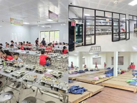 Cơm 30 nghìn cùng khu ngủ trưa của học sinh trường công ở Hưng Yên gây xôn xao MXH