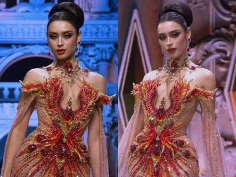 Emoura Phạm đổi váy "phượng hoàng lửa" ở bán kết Miss Grand