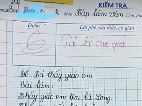 Học sinh lớp 2 viết văn tả thầy giáo bị chấm 6 điểm, nội dung khiến giáo viên “đỏ mặt” nhận xét: Kỳ cục quá!