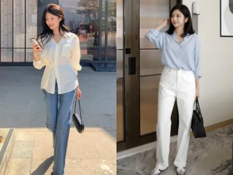 Mùa Thu muốn mặc đẹp mà không cần nghĩ nhiều, chị em cứ phối sơ mi dài tay với quần jeans là "chuẩn bài"